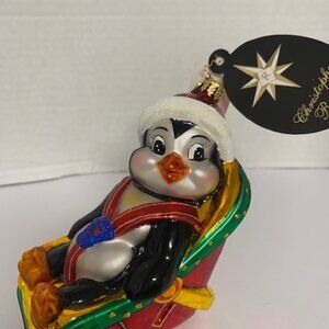 Christopher Radko 2007 BUNDLE OF JOY New Baby Blown Glass Ornament- Penguin